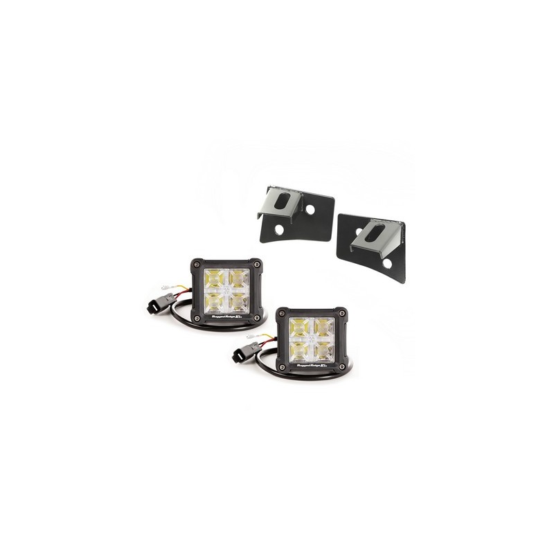 Kit faretti Cube a led e supporti parabrezza Nero lucido JK 07-18